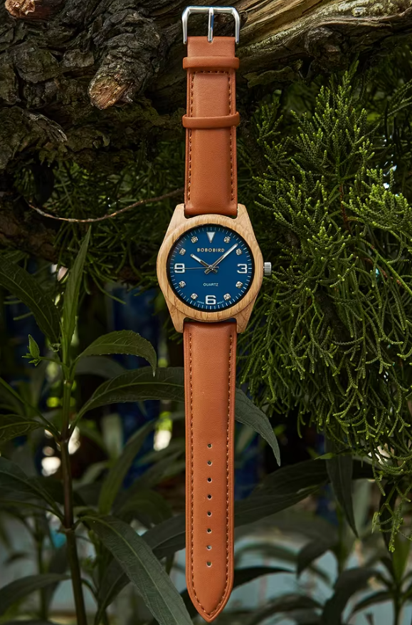 Unisex Zircon Wristwatch 100% Natural Wood Fashion Leather Brand Quartz Watch Anniversary Gift For Him Her ,32/44cm Large Dial - Image 2